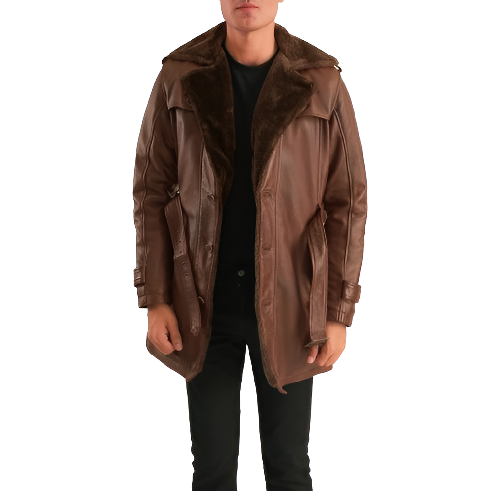 Men's Brown Shearling-Lined Leather Jacket