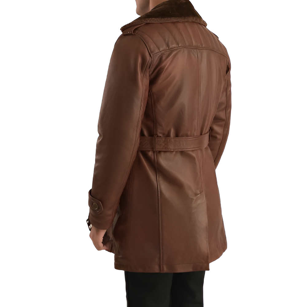 Men's Brown Shearling-Lined Leather Jacket