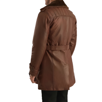 Men's Brown Shearling-Lined Leather Jacket