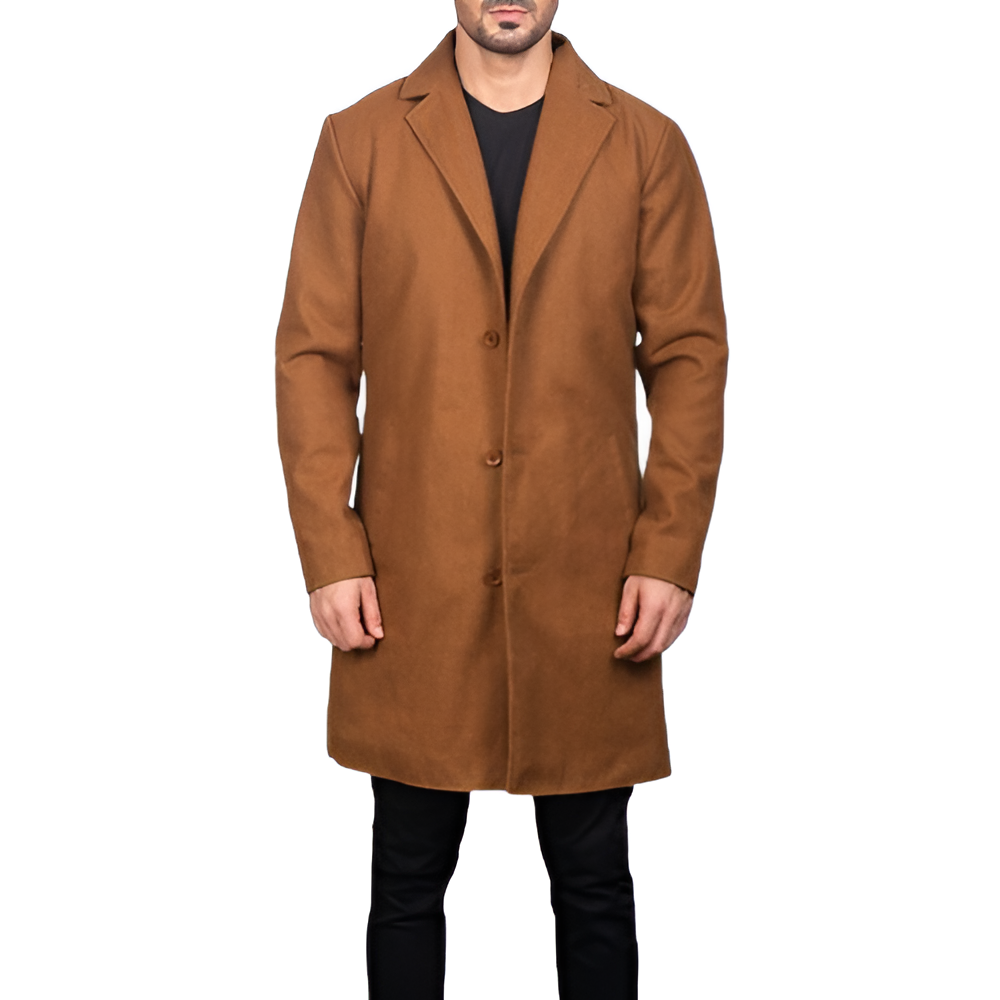 Men's Classic Camel Wool Coat