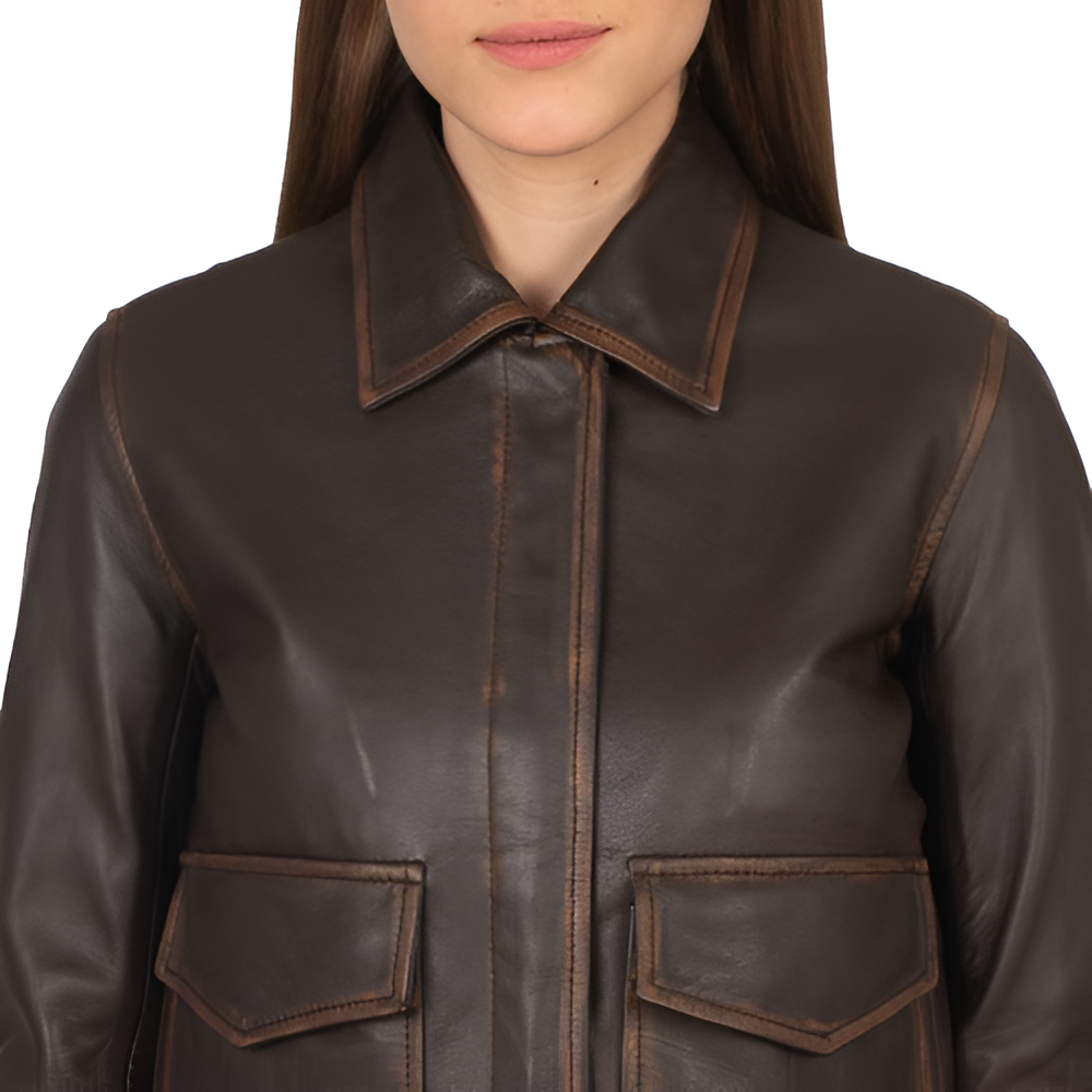 Women's Classic Brown Leather Jacket