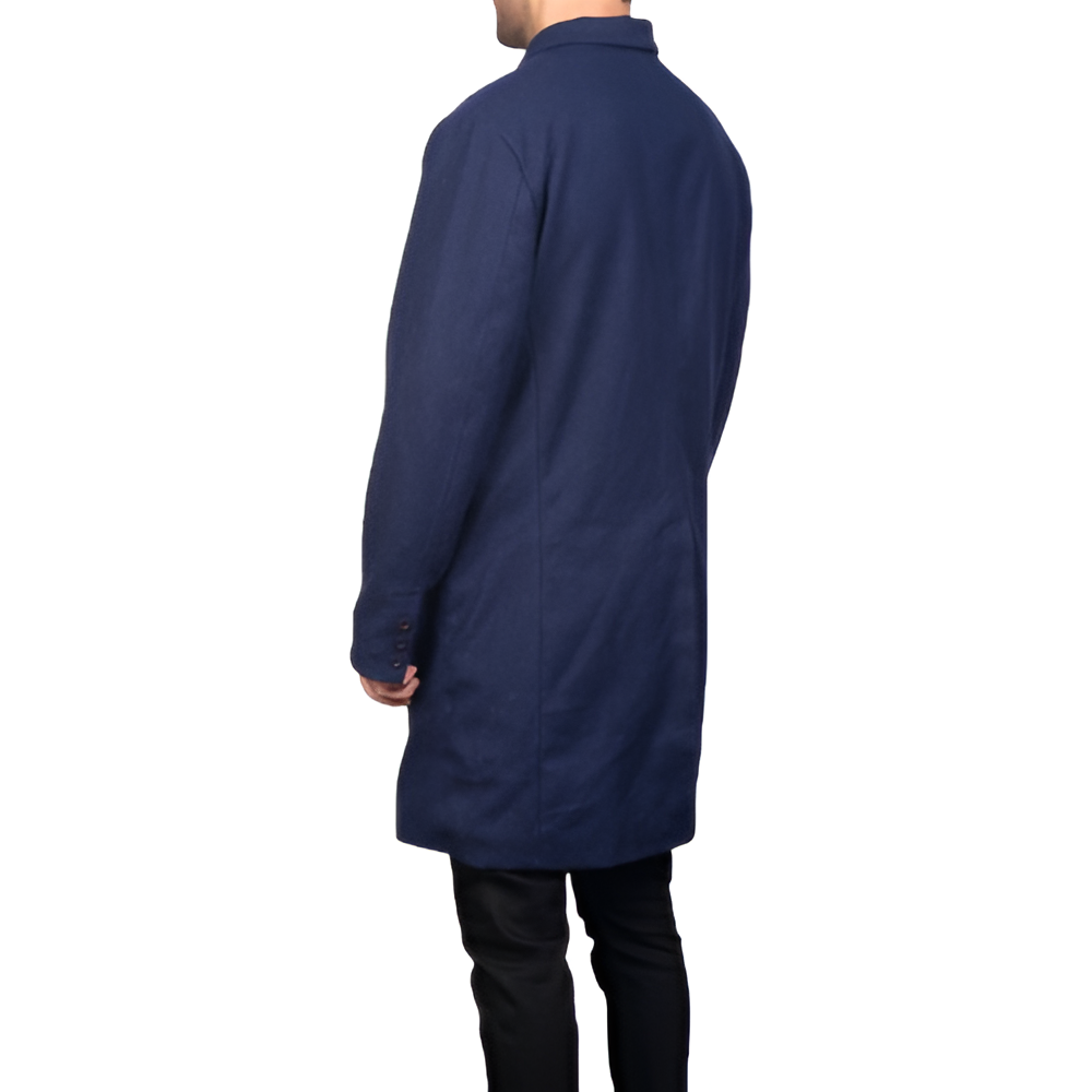 Men's Navy Double-Breasted Wool Coat