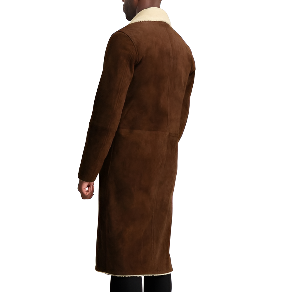 Rich Brown Shearling-Lined Coat