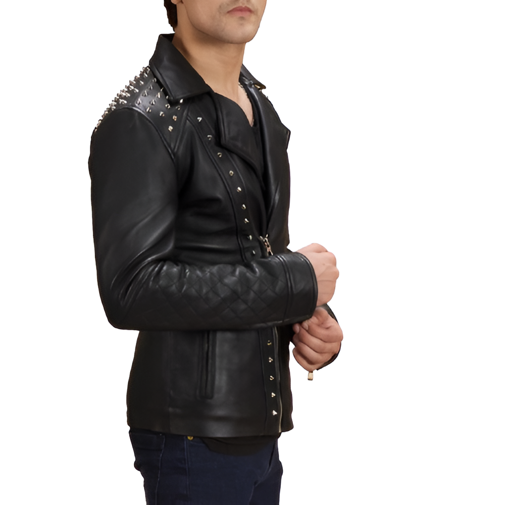 Men's Studded Black Leather Jacket