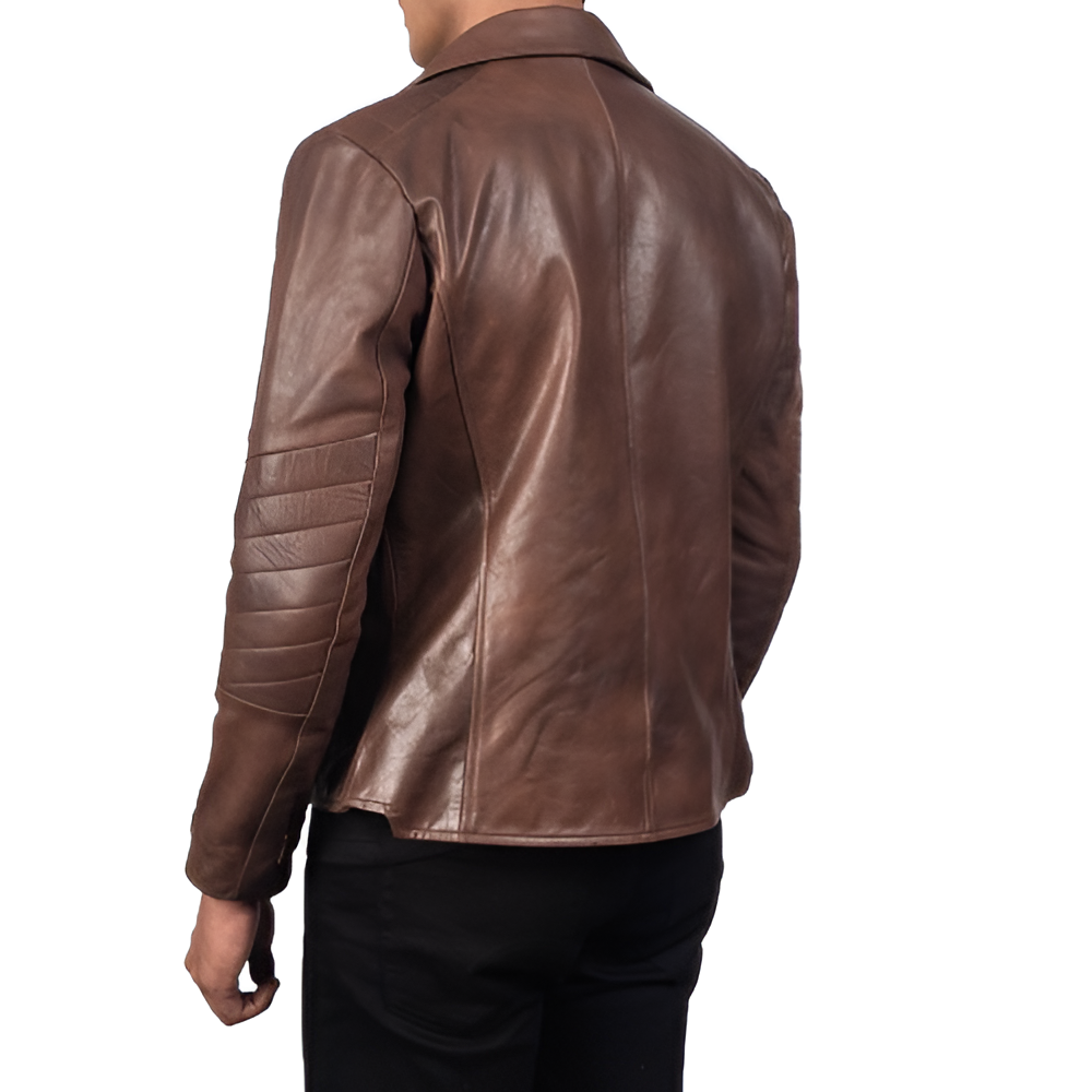 Classic Brown Leather Biker Jacket for Men