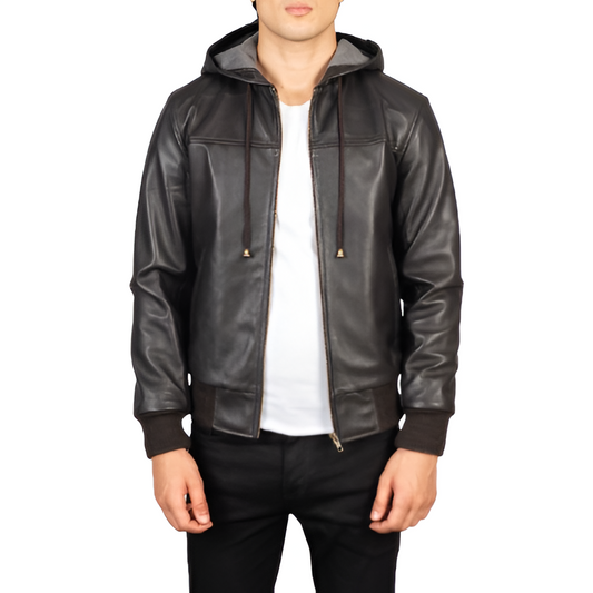 Hooded Faux Leather Jacket