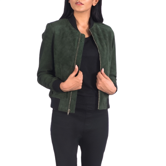 Women's Suede Bomber Jacket