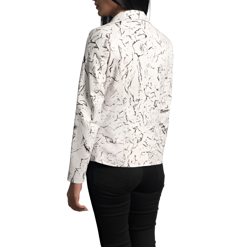 Women's White Marble-Print Blazer