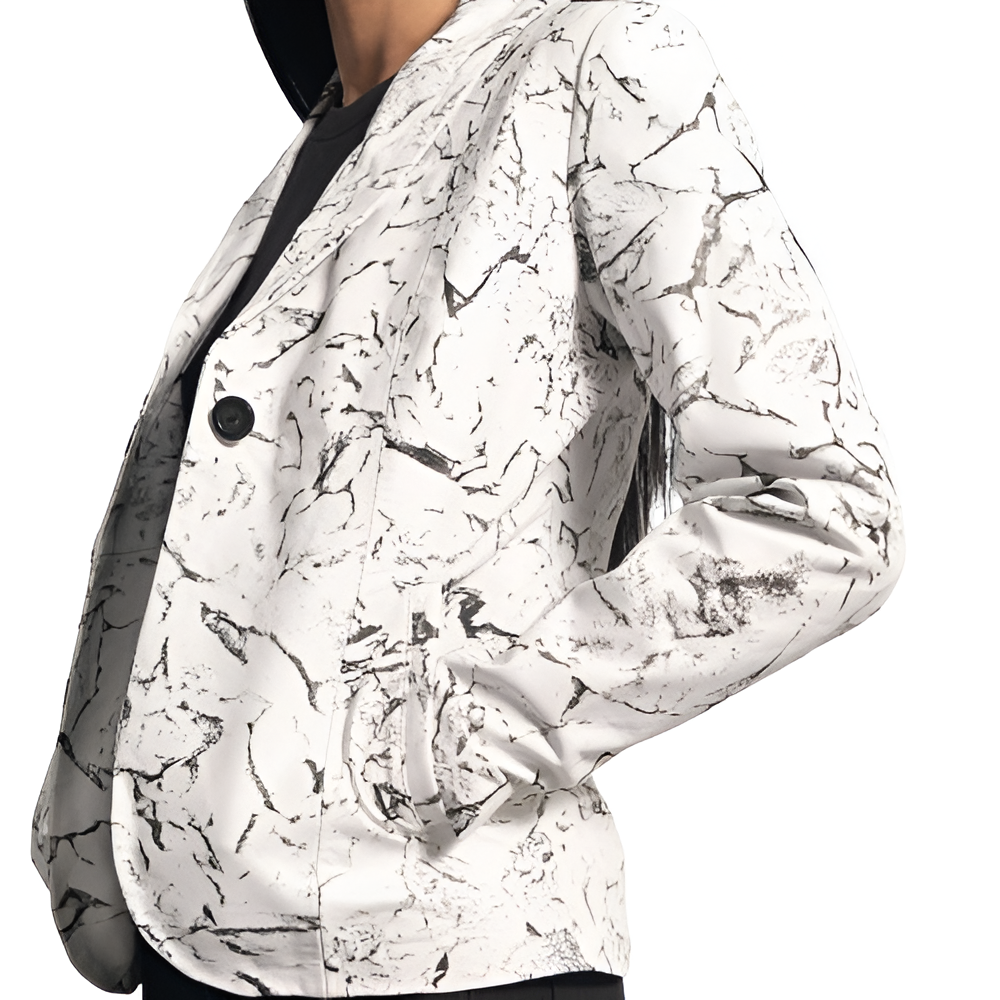 Women's White Marble-Print Blazer