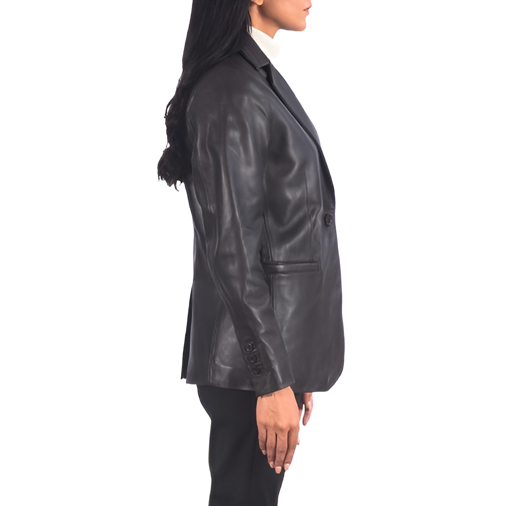 Sleek Black Leather Blazer