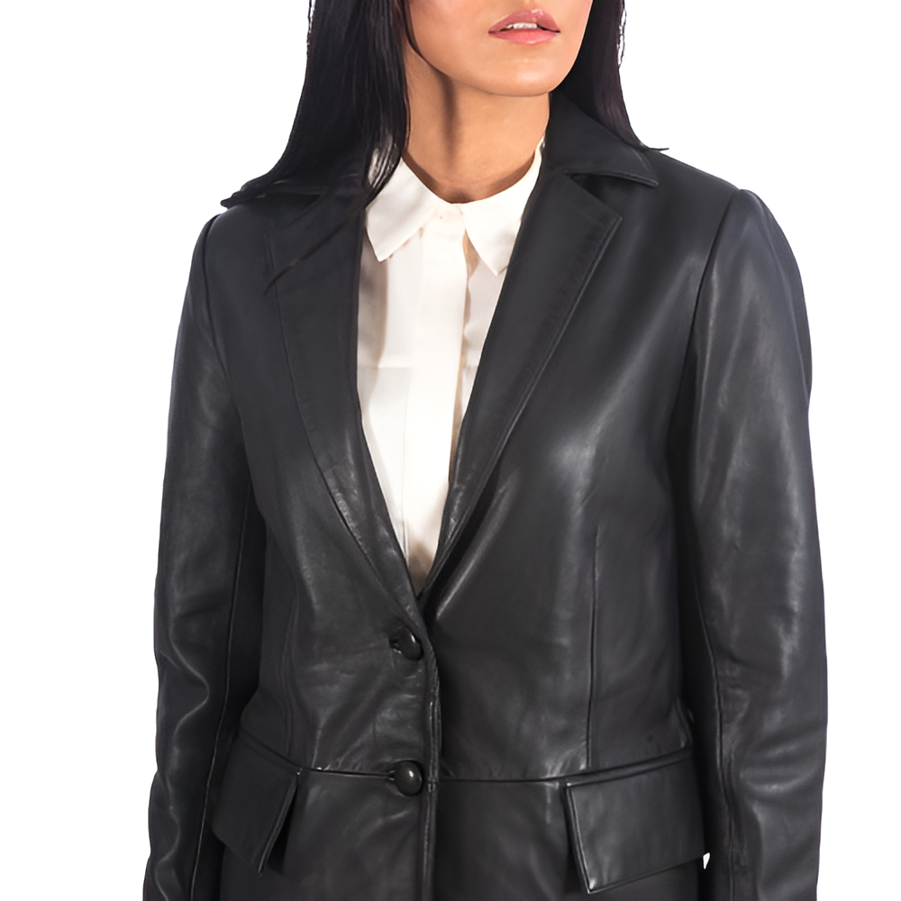 Classic Black Leather Blazer