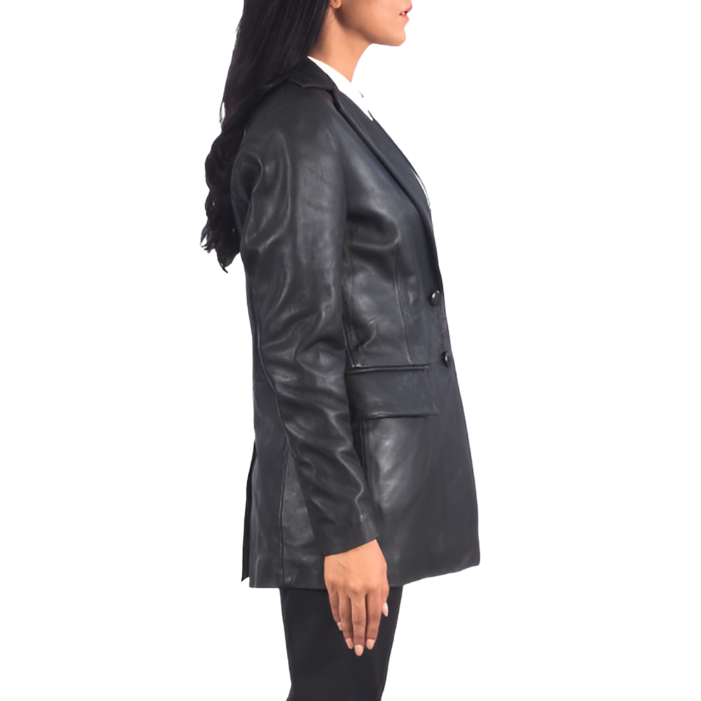 Classic Black Leather Blazer