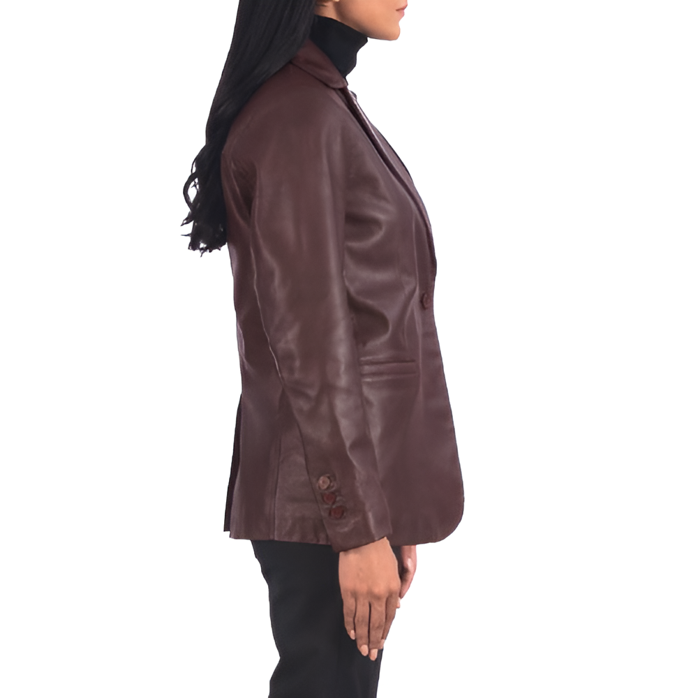 Burgundy Leather Blazer