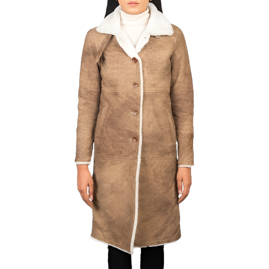 Women's Shearling Trimmed Suede Coat