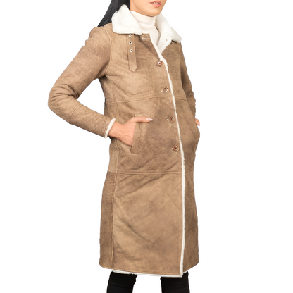 Women's Shearling Trimmed Suede Coat