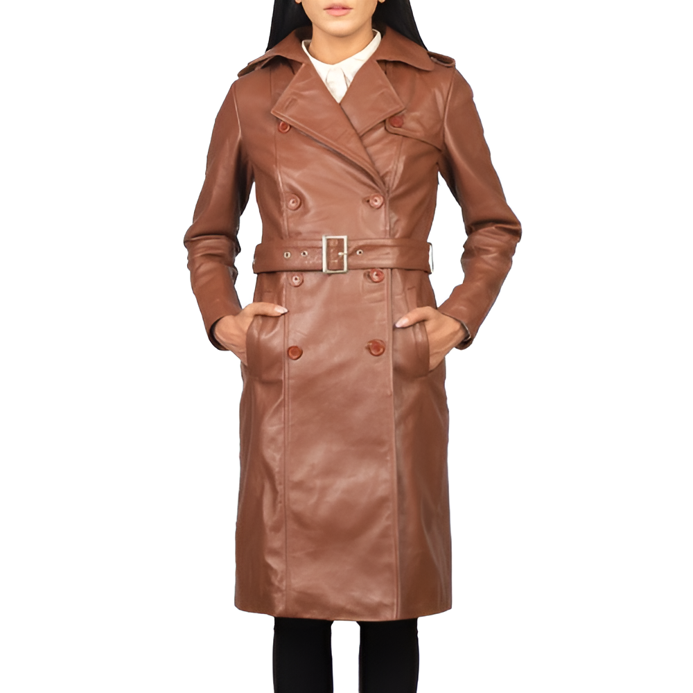 Women's Brown Belted Trench Coat