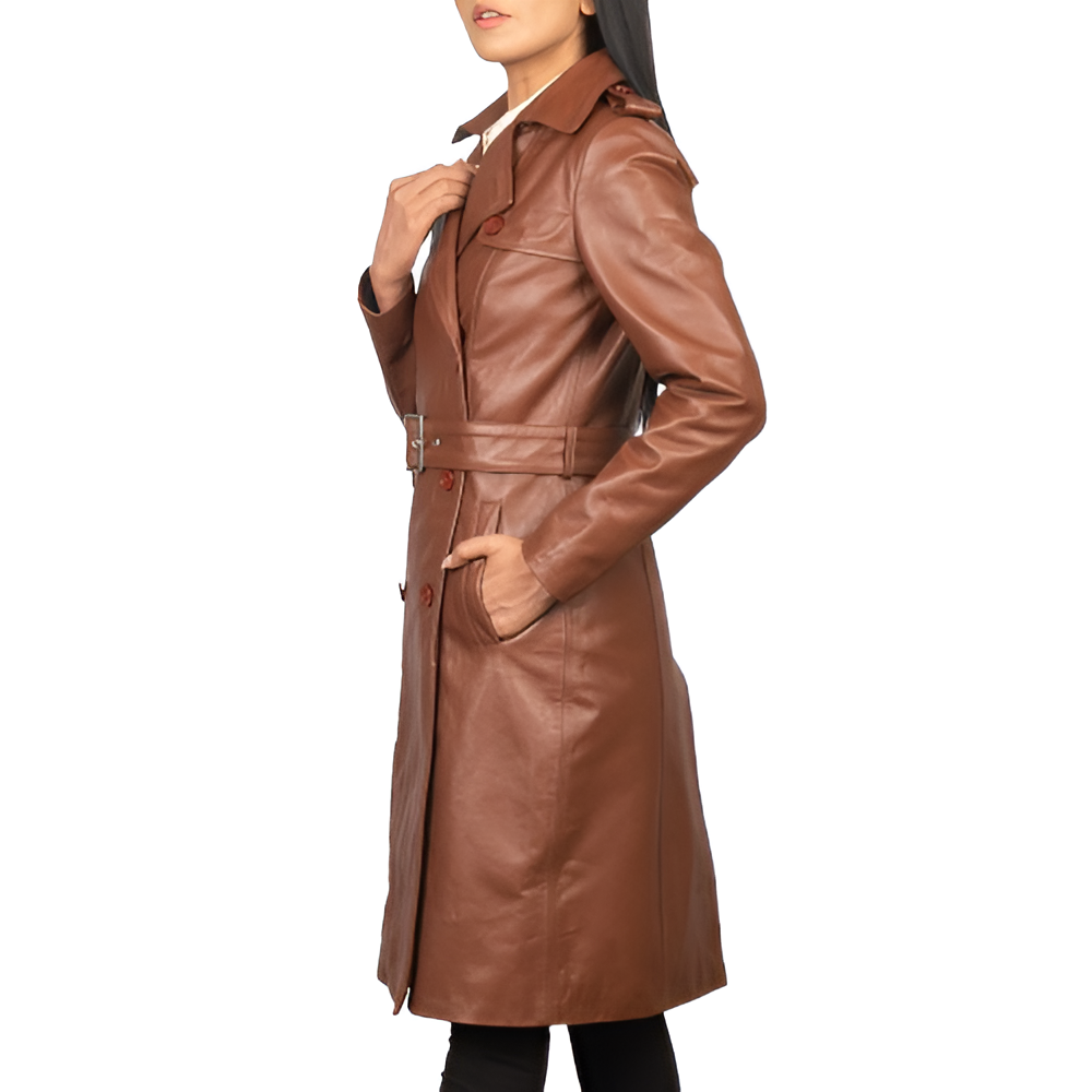 Women's Brown Belted Trench Coat