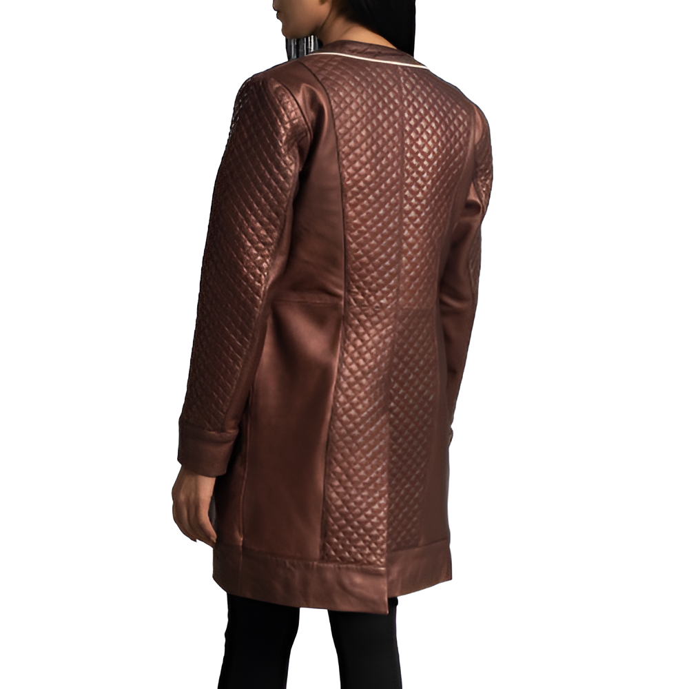 Women's Quilted Maroon Leather Jacket