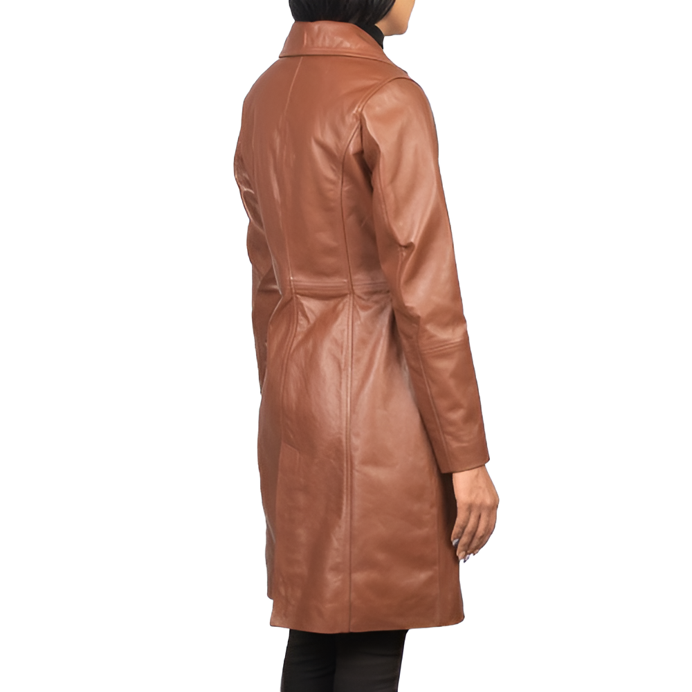 Women's Classic Brown Leather Coat