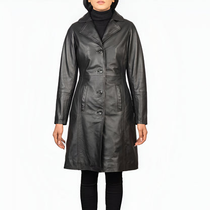 Women's Timeless Black Leather Coat