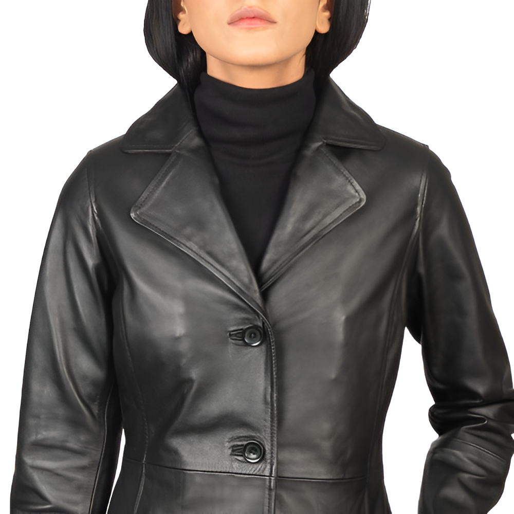 Women's Timeless Black Leather Coat