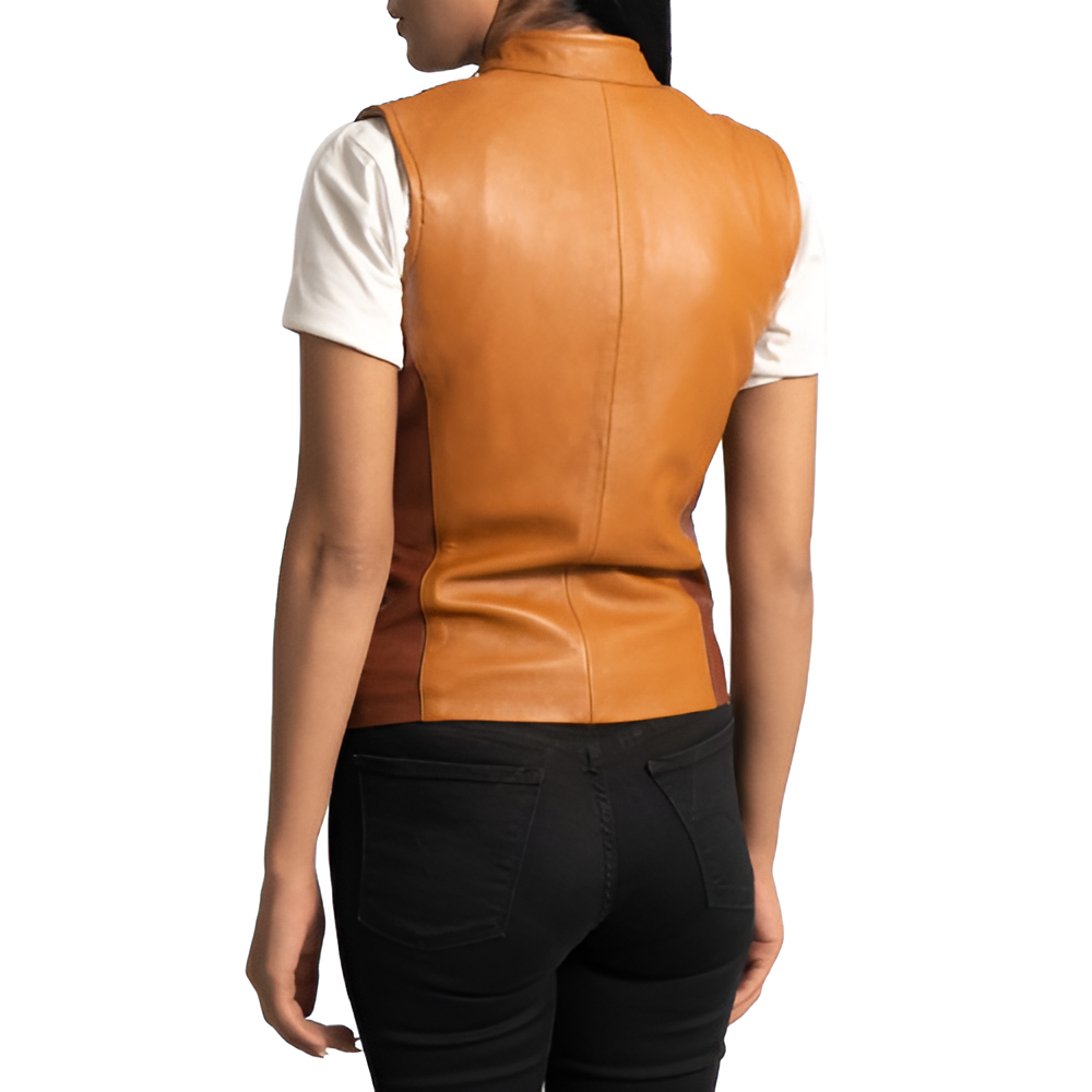 Women's Distressed Leather Studded Vest