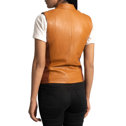 Women's Distressed Leather Studded Vest